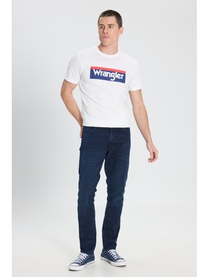 Wrangler W18S4014805 Larston Koyu Mavi Erkek Silim Tapared Dar Paça Normal Bel Kot Pantalon