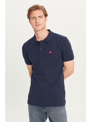 Wrangler MW7D5K4XX2T410 Lacivert Erkek Kırılmaz Polo Yaka T-Shirt