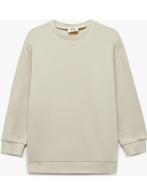 Koton Pamuklu Uzun Kollu Bisiklet Yaka Oversize Basic Sweatshirt