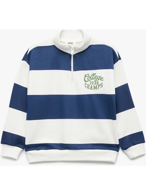 Koton Dik Yaka Uzun Kollu Yarım Fermuarlı Oversize Sweatshirt
