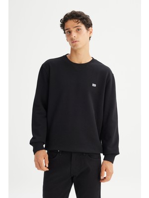 Lee L81IRY100 Siyah Erkek Iki Iplik Bisiklet Yaka Sweat