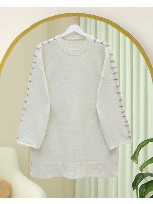 Mac Moda Kolları İpli Çizgili Yumoş Triko Tunik