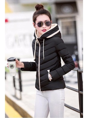 1Tarz Günlük Kapüşonlu Kışlık Şişme Kadın Mont