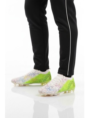 Playup Beyaz Neon Yeşil Çoraplı Bağcıklı Erkek Krampon MK-252-153 M