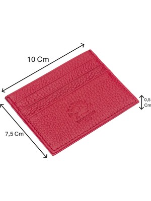 Westpolo Hakiki Deri Slim Ince Unisex Kartlık - Kırmızı