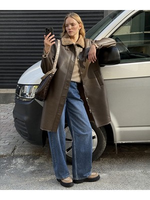 İpekyol Suni Kürk Mix Deri Görünümlü Mont IW6250012092074