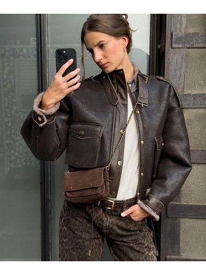 İpekyol Zincir Biyeli Suni Kürk ve Deri Mix Mont IW6250012089008