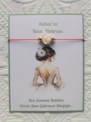 İ&DBABY 100 Adet Kişiye Özel Gül Inci Model Düğün Nikah Nişan Söz Kına Hatırası Dağıtmalık Hediyelik Bileklik