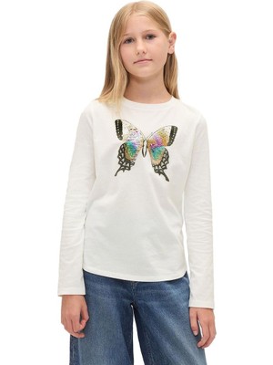 Gap Kız Çocuk Flippy-Sequin Grafik T-Shirt - 822044