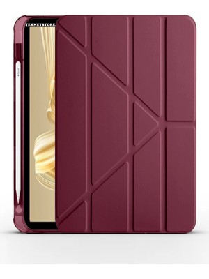 TekNetStore Huawei Matepad Pro 12.2" Kılıf Katlanır Kalem Bölmeli Silikon Standlı Uyku Modlu Akıllı Kapak