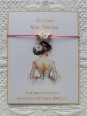 İ&DBABY 48 Adet Kişiye Özel Gül Inci Model Düğün Nikah Nişan Söz Kına Hatırası Dağıtmalık Hediyelik Bileklik