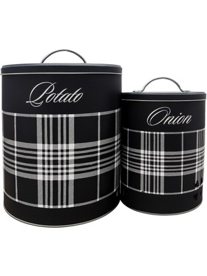 Decorev Pat. Soğan Kovası  DC-6767 Siyah Ekose Metal