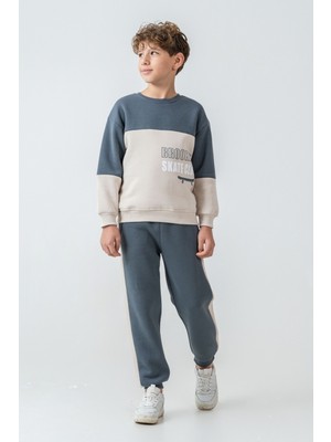 Ahengim Erkek Çocuk Brooklyn Skat Clup Baskılı 3 Iplik Kalın Kışlık Eşofman Takımı AK4228