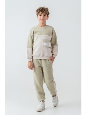 Ahengim Erkek Çocuk Brooklyn Skat Clup Baskılı 3 Iplik Kalın Kışlık Eşofman Takımı AK4228