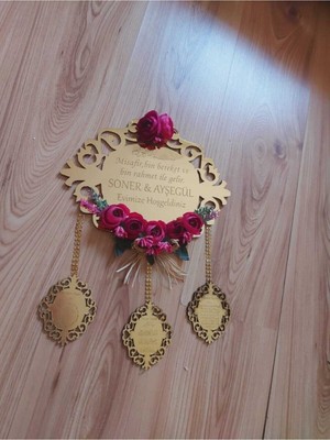Evsay Gold Pleksi Kapı Süsü Kapı Aksesuarı Çiçekli