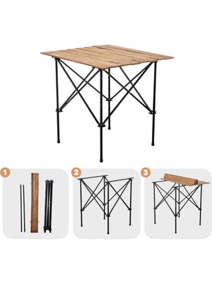 Argeus Katlanabilir Ahşap Kamp ve Piknik Masası - Akordion - (54023)