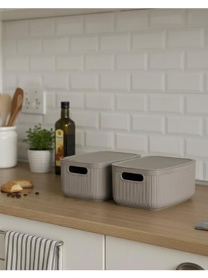 Okyanus Home Linea Smart Box Vizon 2,4 Lt 2 Adet Kapaklı Çok Amaçlı Saklama Kutusu