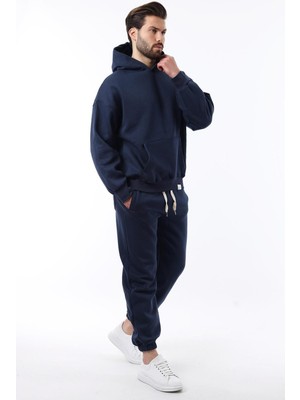 Madmext Lacivert Kapşonlu Basic Eşofman Takımı 5925