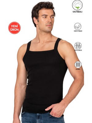 Özkan Underwear Özkan 11292 Erkek %100 Pamuklu Ribana Kumaş Ince Askılı Geniş Yaka Atlet Esnek Yumuşak
