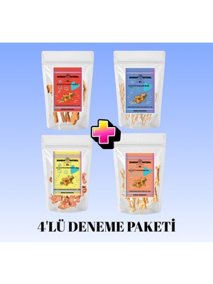 Bambam Natural Köpek Çiğneme ve Ödül Mamaları 4'lü Paket 400GR Kuzu Deri Örgüsü + Tavuk Ayak+Dana Gırtlak+Dana Akciğer Çubuk