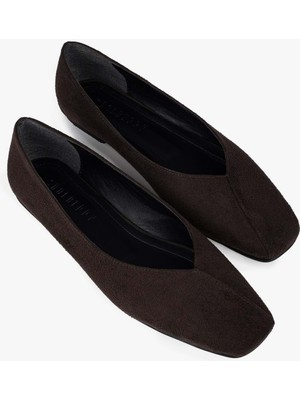 Shoeberry Kadın Acı Kahve Süet Babet Düz Tabanlı Şık ve Rahat Ayakkabı