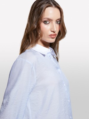 Sisley   Viskoz Karışımlı Çizgili Comfort Fit Gömlek