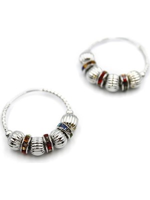 Royaleks Taşlı Halka Küpe - Gümüş