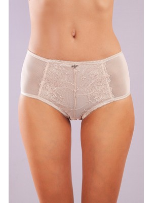 Golshan Gaspara Control Slip, Kadın Güpürlü Tül Ten  Renk Yüksek Bel Külot