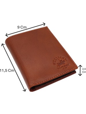 Westpolo Hakiki Deri Çıkartılabilir Kartlıklı ve Kağıt Para Bölmeli Kartlıklı Erkek Cüzdanı - Taba