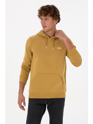 U.S. Polo Assn. Erkek Regular Fit Kapüşonlu Şardonlu Hardal Basic Sweatshirt 50315582-VR151