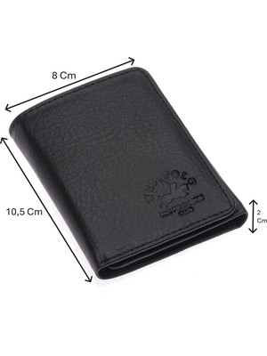 Westpolo Hakiki Deri Kağıt Para ve Kart Bölmeli Unisex Cüzdan - Siyah