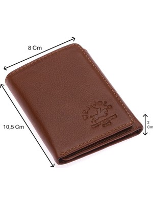 Westpolo Hakiki Deri Kağıt Para ve Kart Bölmeli Unisex Cüzdan - Taba
