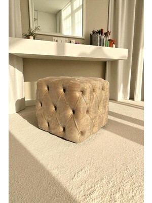 Visionario Küp Puf BEST – İthal Kadife Babyface Kumaş Varak Baskılı Oturma Pufu