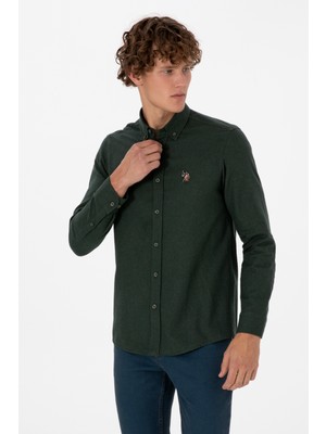 U.S. Polo Assn. Erkek Koyu Yeşil Uzun Kollu Basic Gömlek 50307686-VR079