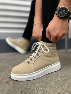 Mevese Atto Bağcıklı Ortopedik Taban Süet Erkek Spor Bot SBT - Krem