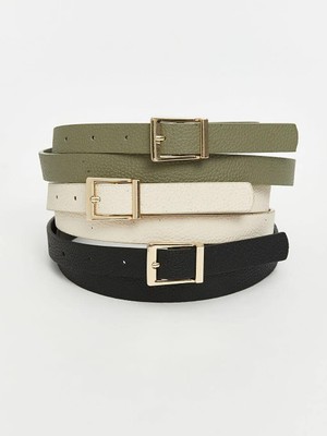 LC Waikiki Deri Görünümlü Kadın Kemer 3'lü  (W5)