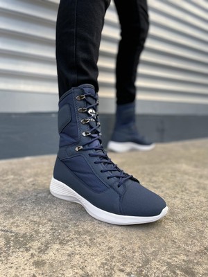 Mevese Otre Bağcıklı Ortopedik Taban Günlük Cilt Erkek Askeri Postal Bot CBT Lacivert