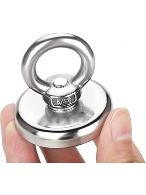 Lidyahan Store Çok Güçlü Deniz Mıknatısı - Fishing Magnet - Neodyum Daimi Çelik Mıknatıs - Halkalı Pot Mıknatıs - Nikel Kaplı - Paslanmaz - Kararma Yapmaz - Tuzlu Suya Dayanıklı (Ø48 mm (60KG))