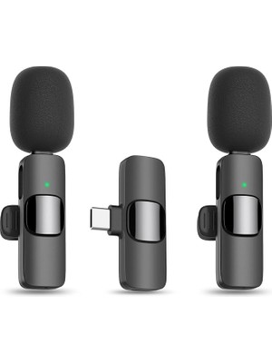 Lidyahan Store 2’li Kablosuz Yaka Mikrofon Seti – Type-C Girişli, 1 Alıcı 2 Mikrofon, Bluetooth’suz Tak-Çalıştır, Gürültü Engelleme, iPhone 15/16 Ile Uyumlu, Vlog, Röportaj, Canlı Yayın Için