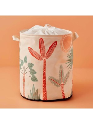 Lidyahan Store Maıson Abstract Safari Ağaç Baskılı%70 Polyester%30 Pamuk Çamaşır Sepeti, Çok Renkli, Ağzı Büzgülü, 36X40 cm