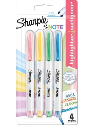 Lidyahan Store S-Note Fosforlu Işaretleme Kalemi, 4'lü Blister, Karışık