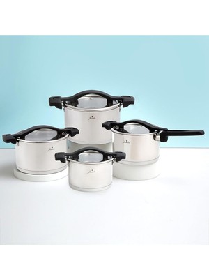 Lidyahan Store Spark 8 Parça Çelik Tencere Seti