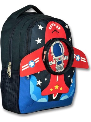 Lidyahan Store Çanta Cennec 3D Astronot Baskılı ve Kanatlı Okul Çantası - Lacivert - Erkek Çocuk