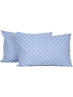 Lidyahan Store Pamuklu Ranforce 2'li 50X70 Yastık Kılıfı - Mavi Yıldız Desenli