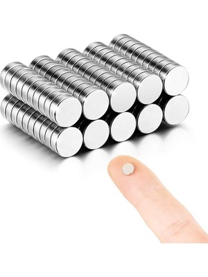 Lidyahan Store 100 Adet Çap 6mm x Kalınlık 1mm Yuvarlak Süper Güçlü Neodyum Mıknatıs