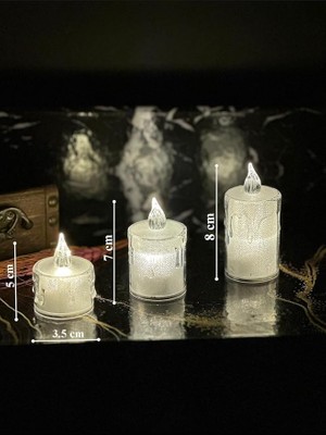 Lidyahan Store Titreyen Alevli Kristal Erimiş LED Mum 3'lü Hareket Alevli Eriyen Yapay Mum Pilli Led, Sarı, MUM1002