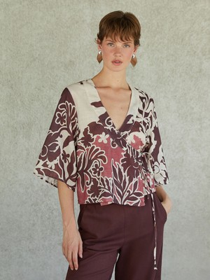 Lc Waikiki Yeni Sezon Kruvaze Yaka Çiçekli Kadın Kimono