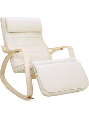 Lidyahan Store Huş Ağacı Sallanan Sandalye, 5 Kademede Ayarlanabilen Ayak Desteği, Pamuk Kılıf, 150 kg Taşıma Kapasitesi, Oturma Odası, Yatak Odası, Bej LYY10M