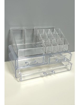 Zero Sepetim Black Stone 3 Çekmeceli Organizer Set-Şeffaf