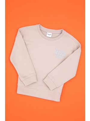 U.S. Polo Assn. Kız Çocuk Taş Simli Baskı Detaylı Bisiklet Yaka Basic Sweatshirt 50314289-VR049